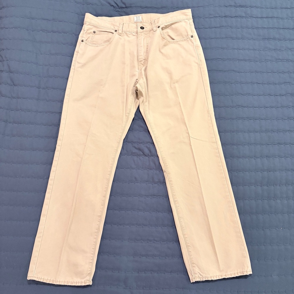J. Crew Men's Beige 34W 30L Cotton Pants Straight Leg